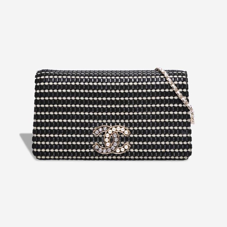 Chanel Timeless Crystal Pearl Flap Bag Lamb Black Front | Sell your designer bag