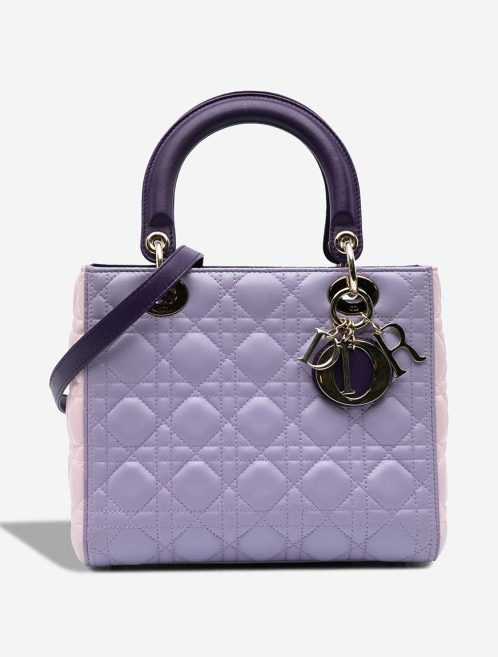 Dior Lady Medium Lamb Purple / Light Pink Front | Sell your designer bag