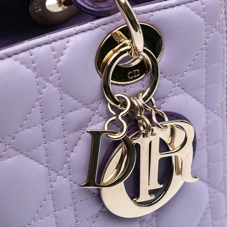 Dior Lady Medium Lamb Purple / Light Pink Closing System | Sell your designer bag