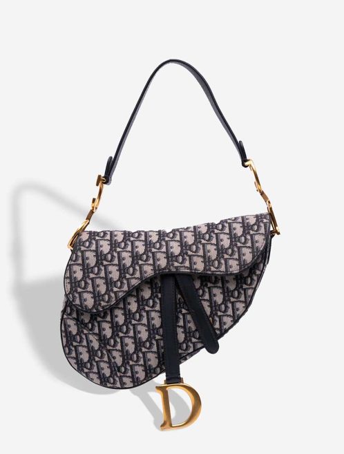 Dior Saddle Medium Oblique Jacquard Blue Front | Sell your designer bag