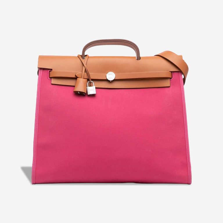 Hermès Herbag 39 Vache Hunter / Toile Sable Naturel / Rose Tyrien Signs of wear | Sell your designer bag