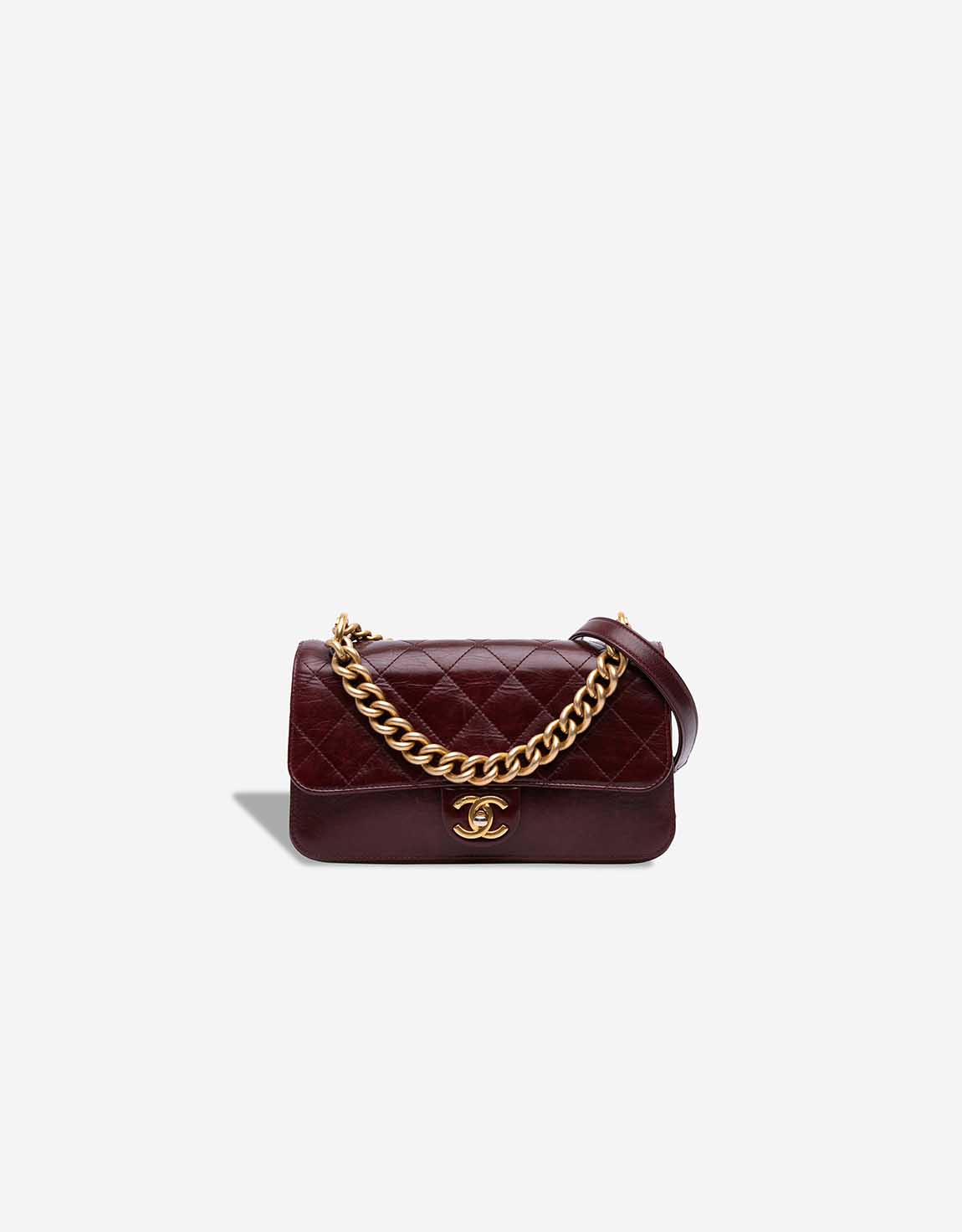 Chanel Flap Bag Small Aged Calf Dark Red | SACLÀB