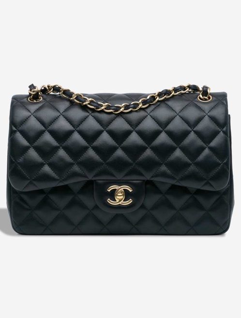 Chanel Timeless Jumbo Lamb Dark Blue Front | Sell your designer bag