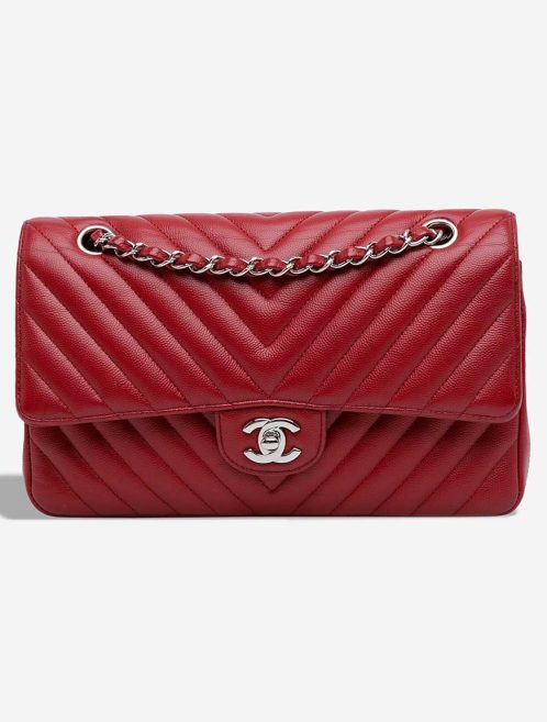 Chanel Timeless Chevron Medium Caviar Red Front | Sell your designer bag