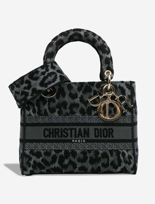 Dior Lady D-Lite Medium Canvas Grey / Black Front | Sell your designer bag