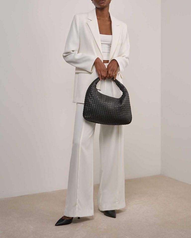 Bottega Veneta Hobo Medium Calf Black on Model | Sell your designer bag
