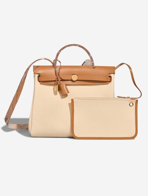 Hermès Herbag 31 Toile / Vache Hunter Vanille / Sable Naturel Front | Sell your designer bag