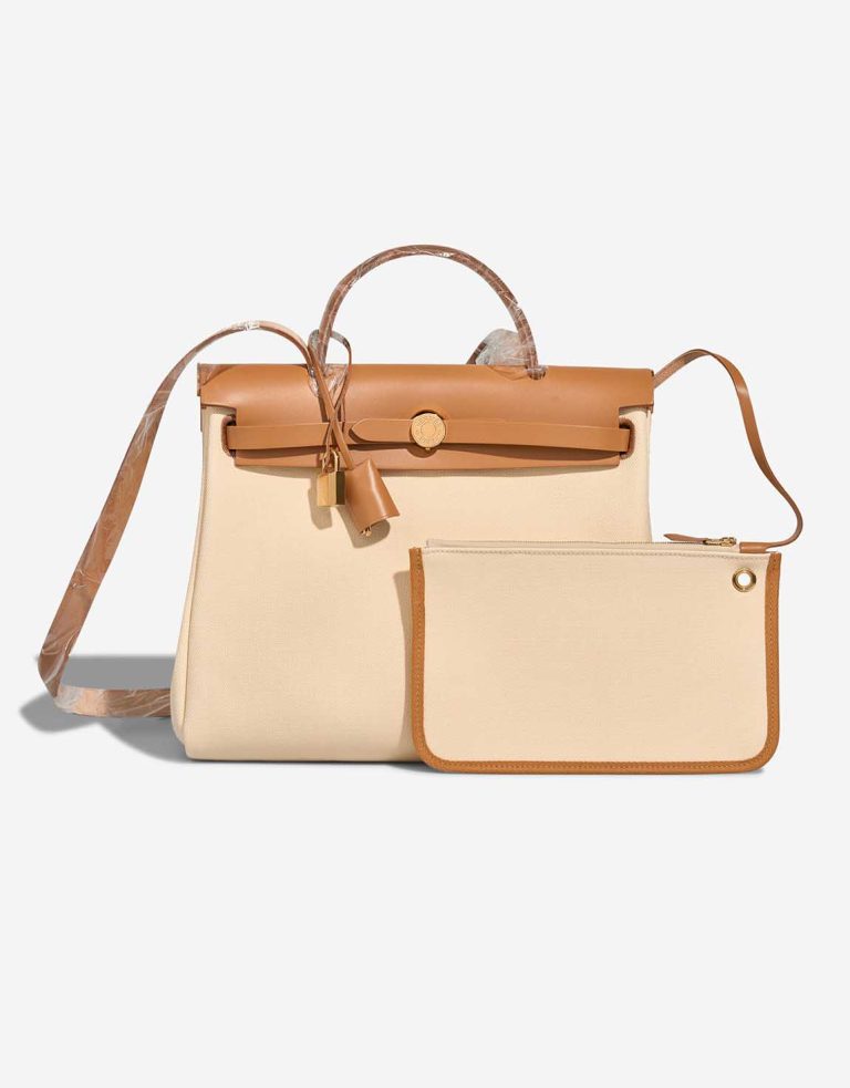 Hermès Herbag 31 Toile / Vache Hunter Vanille / Sable Naturel Front | Sell your designer bag