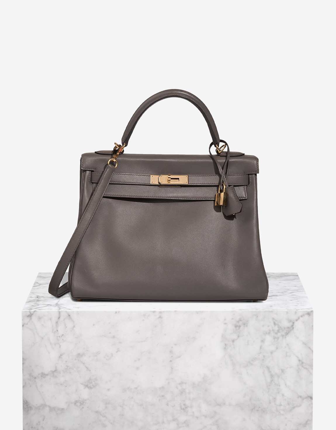 Hermès Kelly HSS 32 Swift Gris Meyer / Rouge Grenat | SACLÀB
