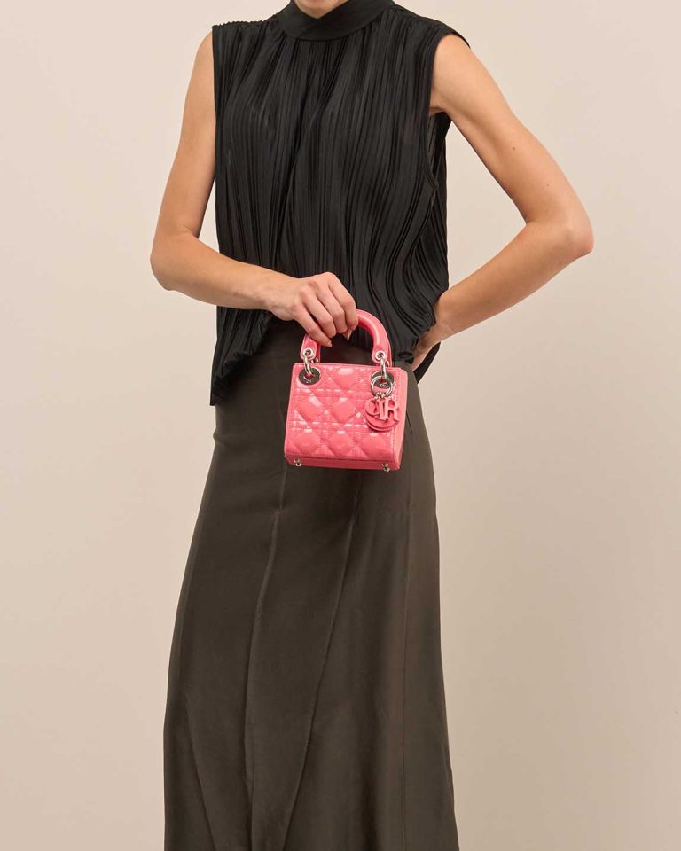 Dior Lady Micro Patent Pink Front | Sell your designer bag