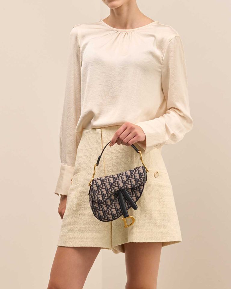 Dior Saddle Mini Oblique Jacquard Blue Front | Sell your designer bag
