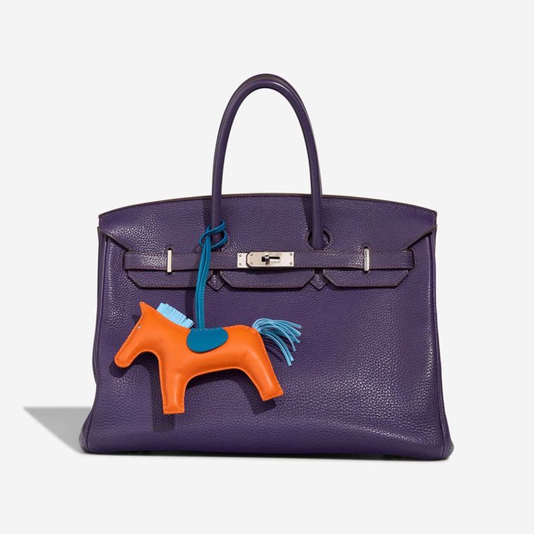 Hermès Rodeo GM Milo Lamb Feu / Bleu Aztec / Bleu Mykonos Closing System | Sell your designer bag