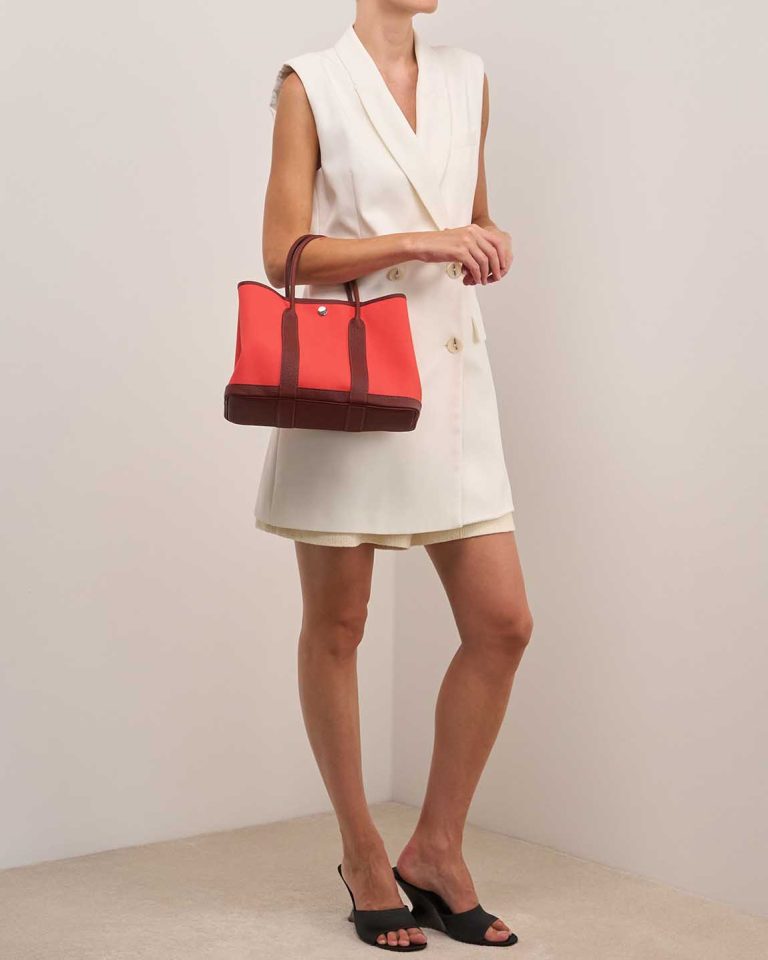 Hermès Garden Party 30 Toile / Veau Négonda Rose Texas / Rouge H Front | Sell your designer bag