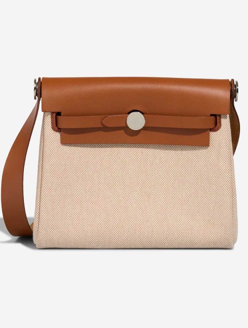 Hermès Herbag Mini Toile / Vache Hunter Écru / Beige / Fauve Front | Sell your designer bag