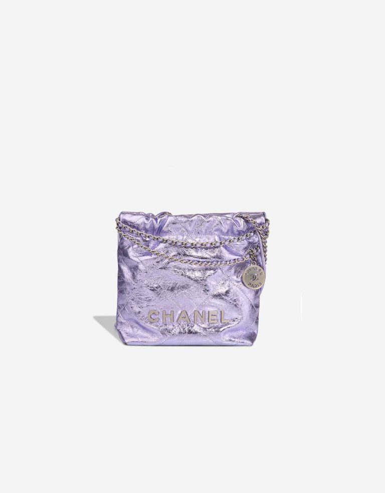 Chanel 22 Mini Aged Calf Metallic Purple Front | Sell your designer bag