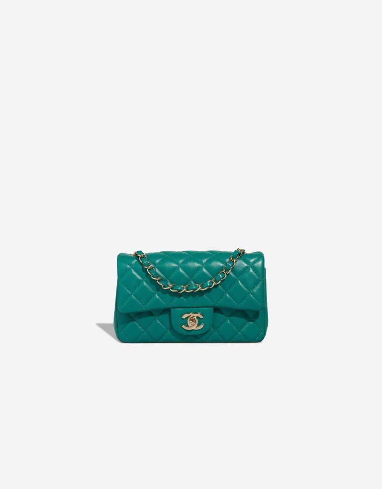 Chanel Timeless Mini Rectangular Lamb Turquoise Front | Sell your designer bag