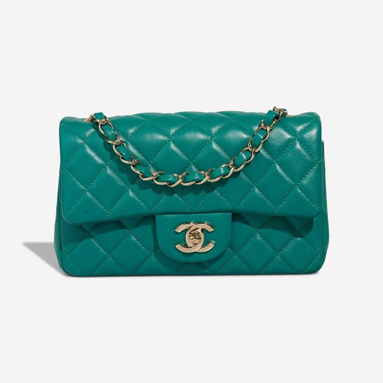 Chanel Timeless Mini Rectangular Lamb Turquoise Front | Sell your designer bag