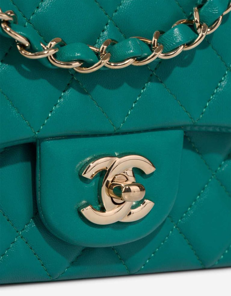 Chanel Timeless Mini Rectangular Lamb Turquoise Closing System | Sell your designer bag