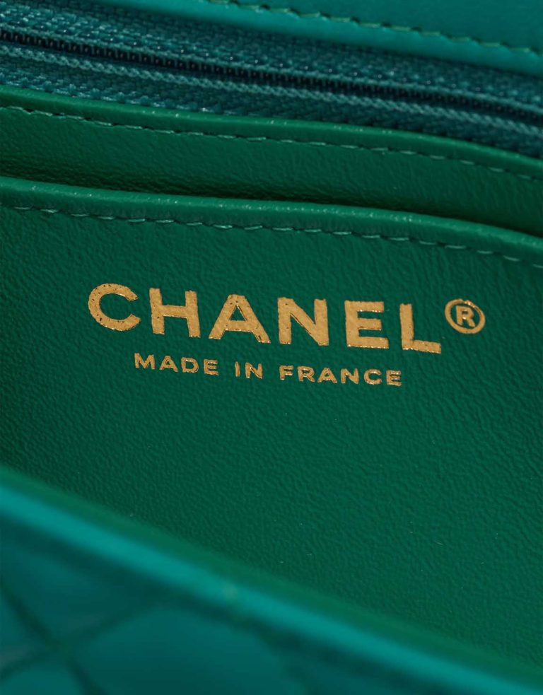 Chanel Timeless Mini Rectangular Lamb Turquoise Logo | Sell your designer bag