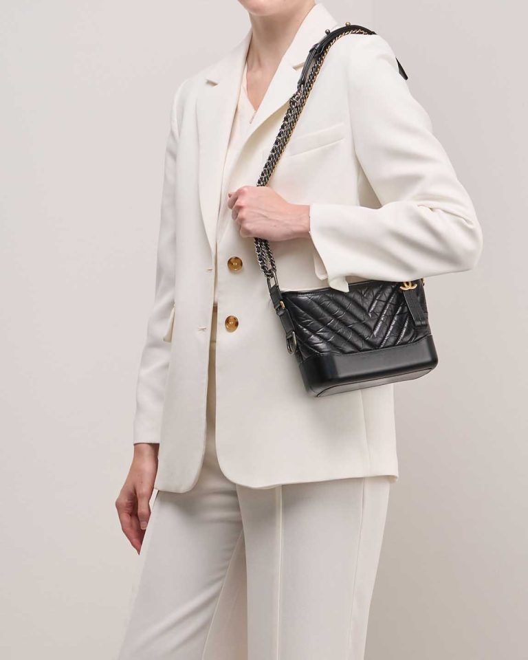 Chanel Gabrielle Small Lamb Black Front | Sell your designer bag