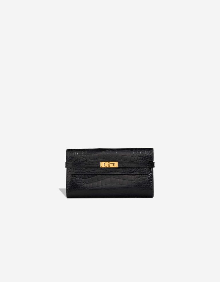 Hermès Kelly Long Wallet Alligator Mississippi Black Front | Sell your designer bag