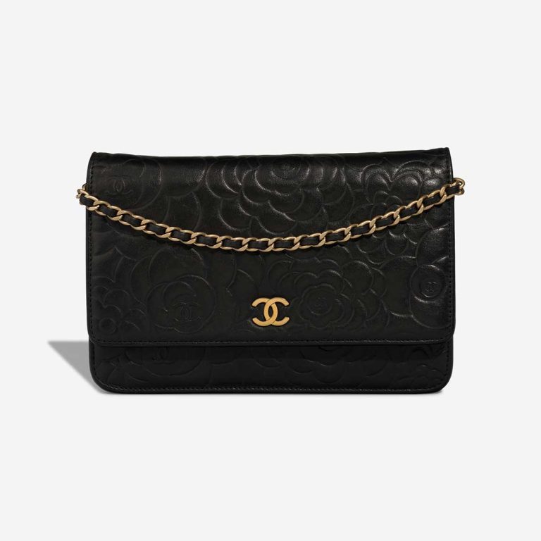 Chanel Wallet On Chain Camellia Lamb Black Front | Sell your designer bag