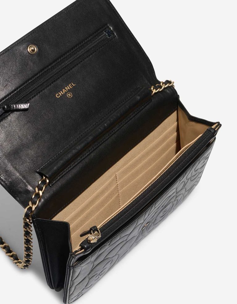 Chanel Wallet On Chain Camellia Lamb Black Inside | Sell your designer bag