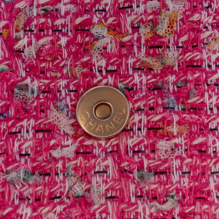 Chanel Filigree Wallet On Chain Tweed Pink Front | Sell your designer bag