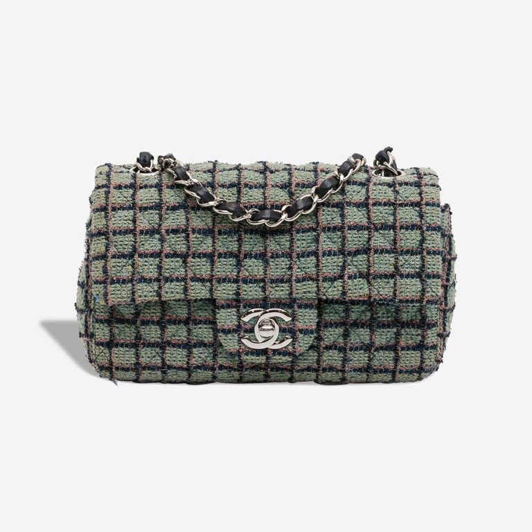 Chanel Timeless Mini Rectangular Tweed Green / Multicolour Front | Sell your designer bag