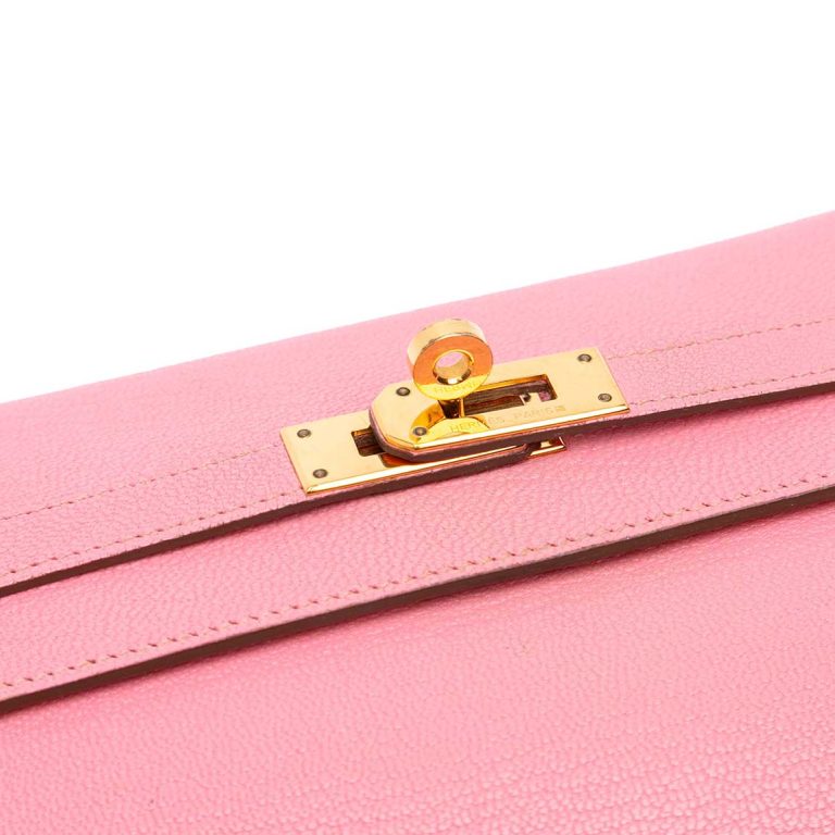 Hermès Kelly Long Wallet Chèvre Mysore Rose Confetti Front | Sell your designer bag