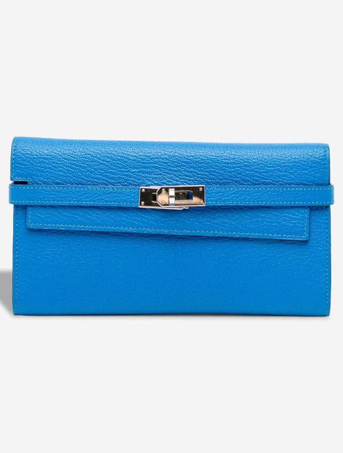 Hermès Kelly Long Wallet Chèvre Mysore Bleu Zanzibar Front | Sell your designer bag