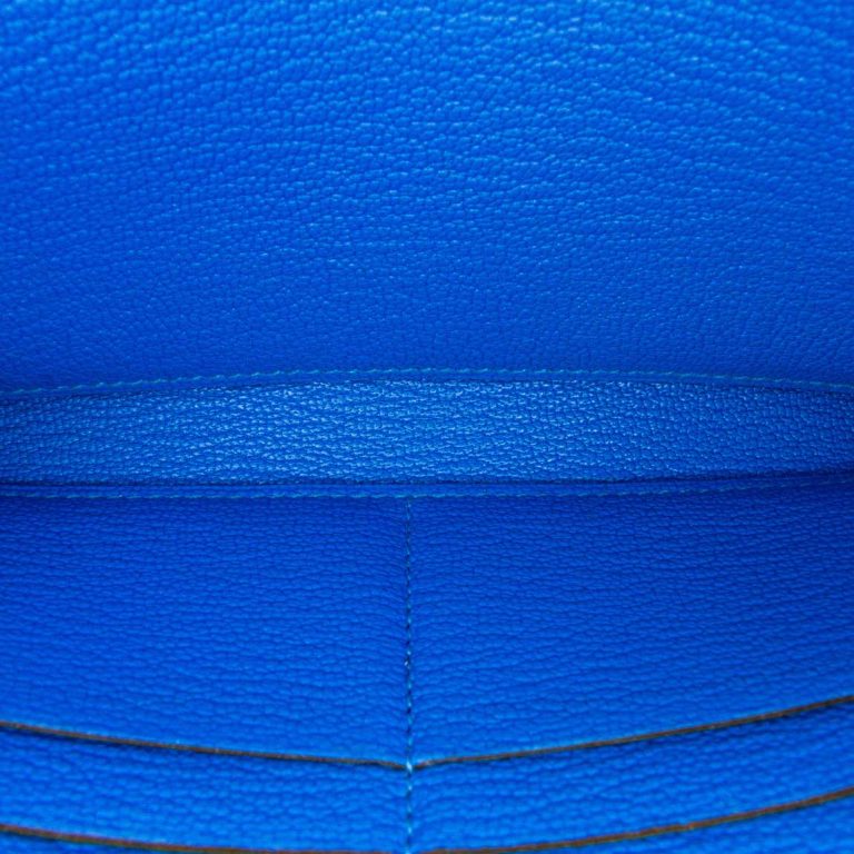 Hermès Kelly Long Wallet Chèvre Mysore Bleu Zanzibar Inside | Sell your designer bag