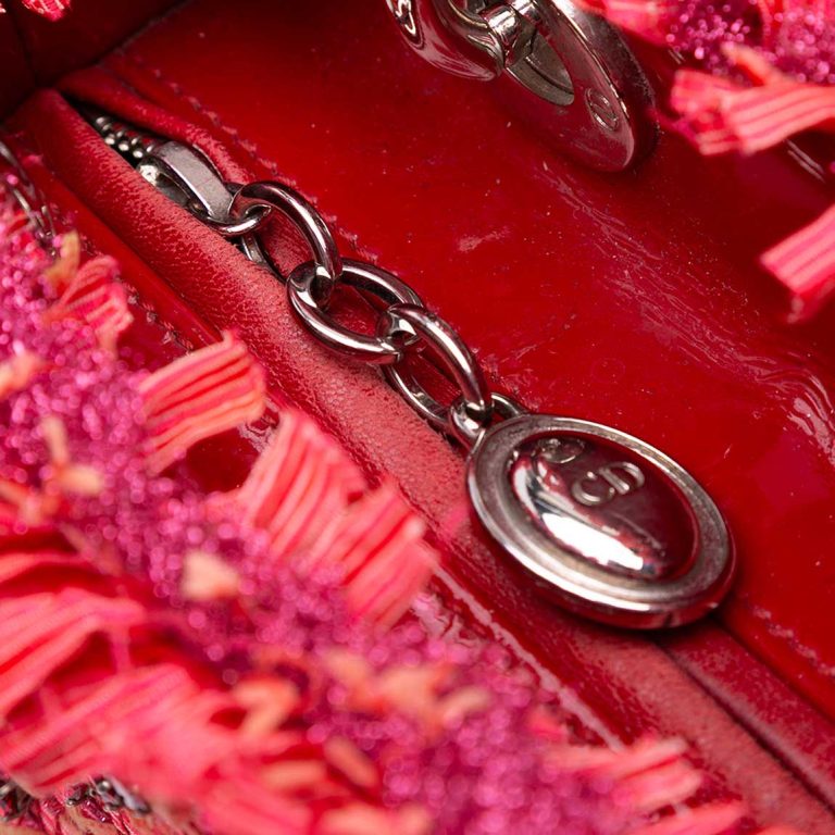 Medium Tweed Fringe Rhinestone Lady Dior Front | Sell your designer bag
