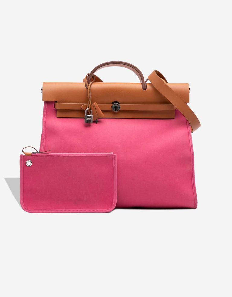 Hermès Herbag 39 Toile / Vache Hunter Sable Naturel / Rose Tyrien Front | Sell your designer bag