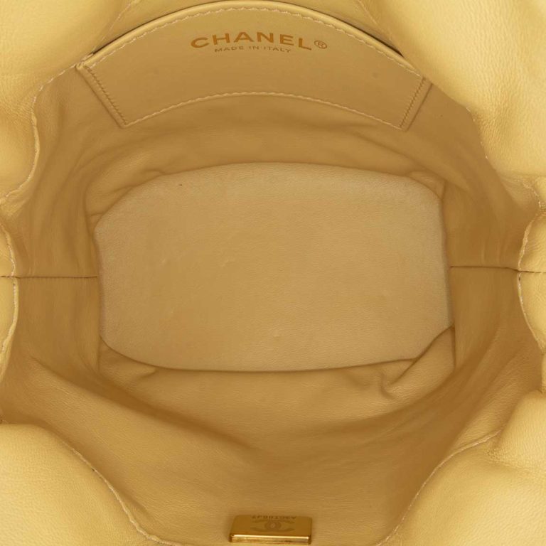 Chanel Bucket Bag Small Lamb Light Yellow Inside | Sell your designer bag