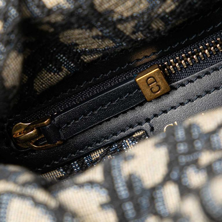 Dior Lady Mini Wicker / Oblique Jacquard / Lamb Dark Blue Signs of wear | Sell your designer bag
