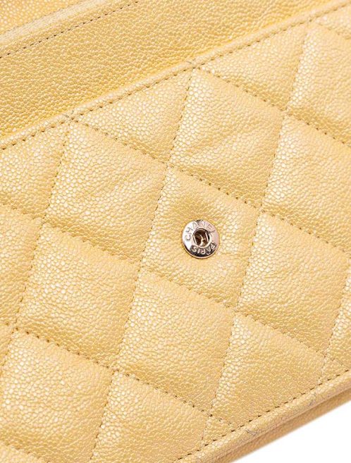 Chanel Timeless Wallet Caviar Yellow Closing System | Sell your designer bag