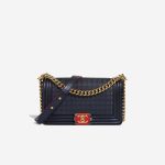 Chanel Boy Old Medium Lamb Dark Blue Front | Sell your designer bag