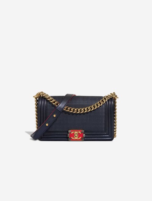 Chanel Boy Old Medium Lamb Dark Blue Front | Sell your designer bag