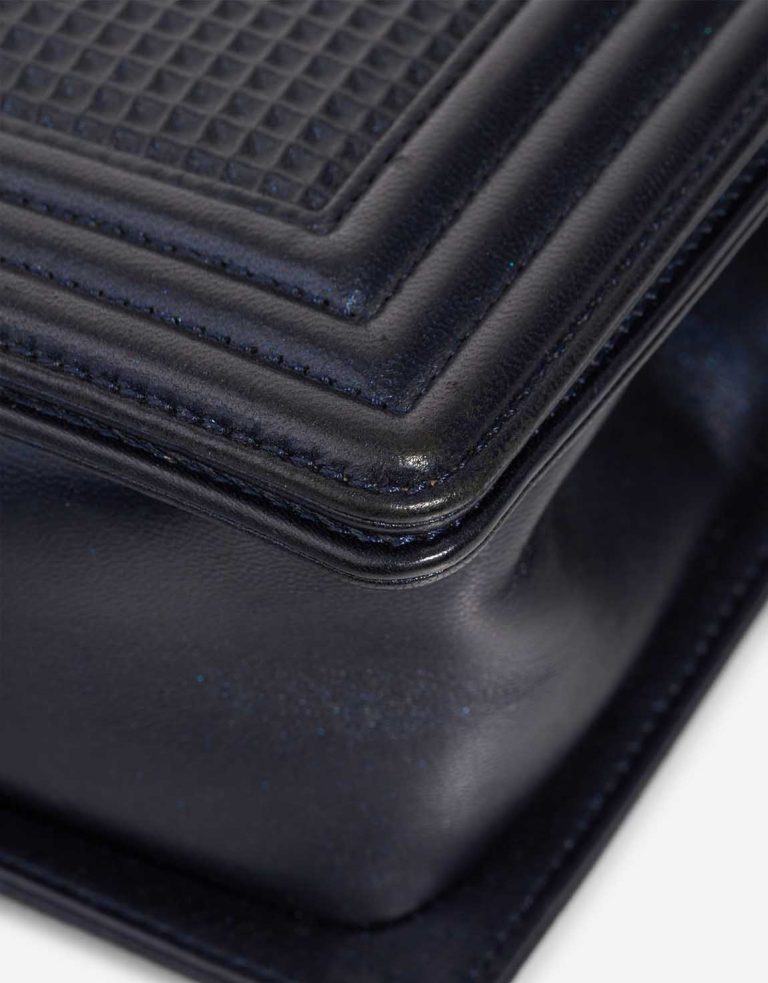 Chanel Boy Old Medium Lamb Dark Blue Signs of wear | Sell your designer bag