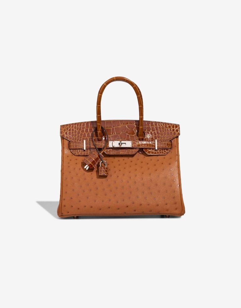 Hermès Birkin 30 Ostrich / Niloticus Crocodile Cognac / Miel Front | Sell your designer bag