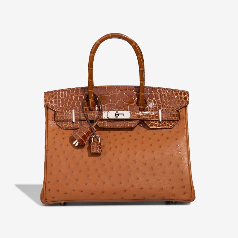 Hermès Birkin 30 Ostrich / Niloticus Crocodile Cognac / Miel Front | Sell your designer bag