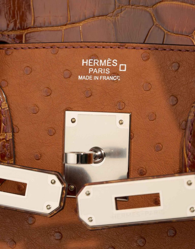 Hermès Birkin 30 Ostrich / Niloticus Crocodile Cognac / Miel Logo | Sell your designer bag