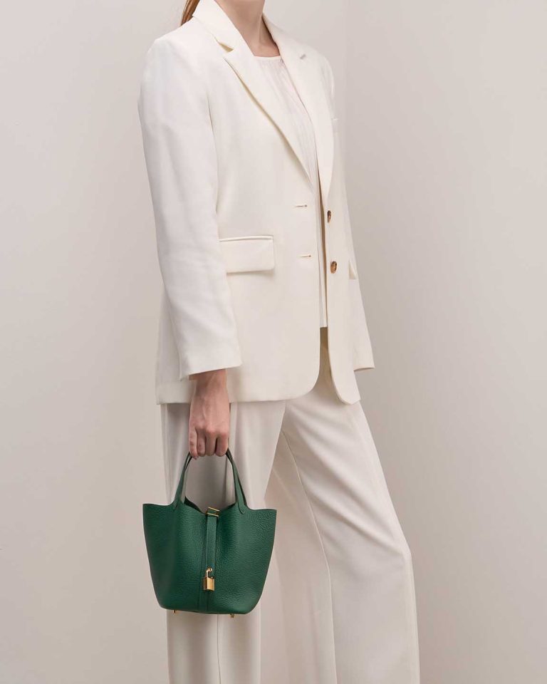 Hermès Picotin Verso 18 Taurillon Clémence / Swift Vert Moyen / Peppermint Front | Sell your designer bag