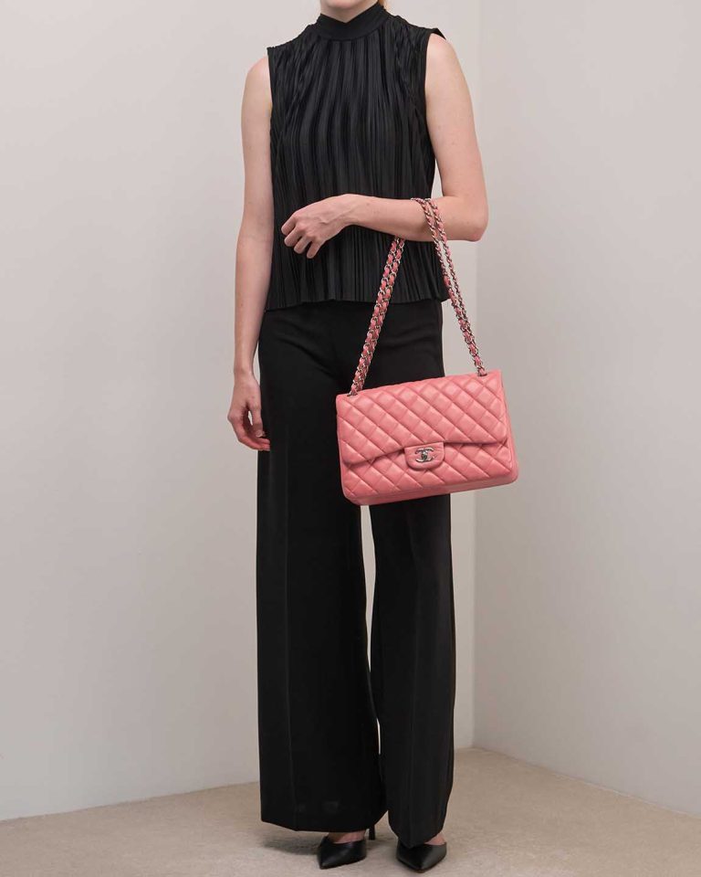 Chanel Timeless Jumbo Lamb Pink Front | Sell your designer bag