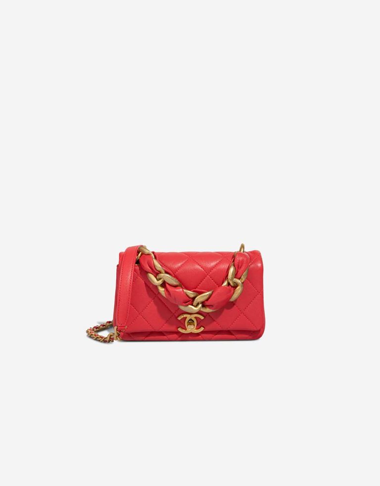 Chanel Flap Bag Mini Rectangular Lamb Red Front | Sell your designer bag