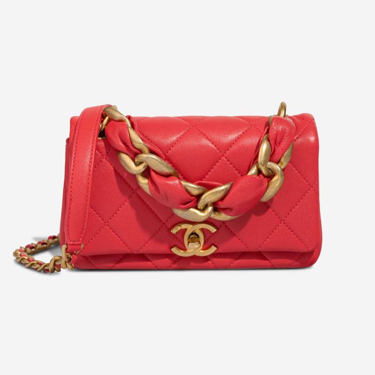 Chanel Flap Bag Mini Rectangular Lamb Red Front | Sell your designer bag