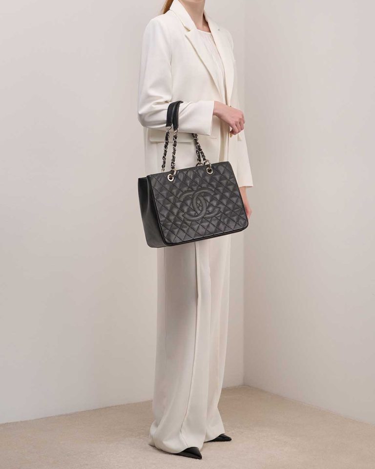Chanel Shopping Tote GST Caviar Black Front | Sell your designer bag