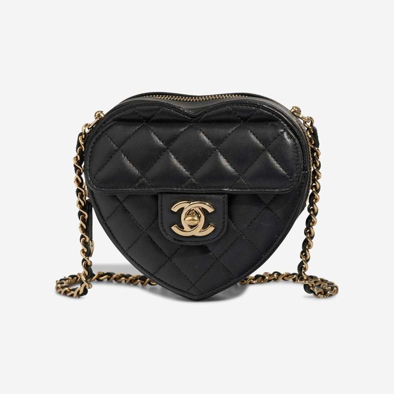 Chanel Timeless Heart Small Lamb Black Front | Sell your designer bag