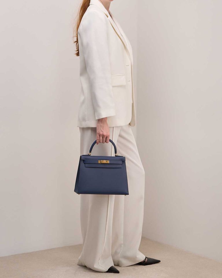 Hermès Kelly 28 Epsom Bleu Navy Front | Sell your designer bag